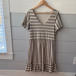 Madewell (no label) Striped Cream and Black Dress